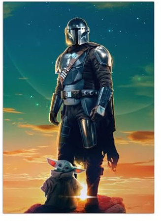Displate Offiziell Star Wars MetallPoster Magnetische Befestigung Inklusive Lizenziert Bilder Hochwertiges Poster Star Wars - Mandalorian Season 3 - The Mandalorian season 3 Poster 45 cm x 32 cm