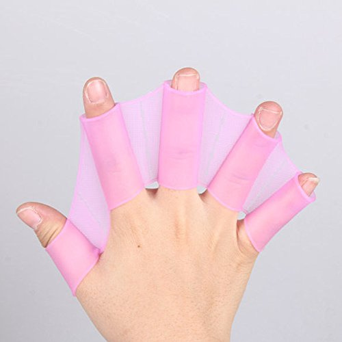 zalati Schwimmhandschuhe, 1 Paar, Frosch-Webform, Silikon-Paddel, Hand-Fingerpolster für Spaß, Wasserspiel, Unisex, Kinder, Erwachsene, M, Rosa