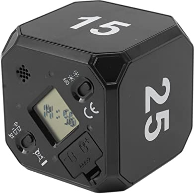 Cube Flip Timer, Flip Timer Modes de Fonctionnement Faciles Réglable Léger 5 15 25 45 Min pour Le Travail (Noir)