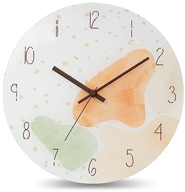 hleo® lautlos Wanduhr mit Glaszifferblatt, 30 cm (12 Zoll), einzigartiges modernes Design ohne Tickgeräusche – schöne Dekoration für Wohnzimmer, Schlafzimmer, Büro, Küche (LIN20015)