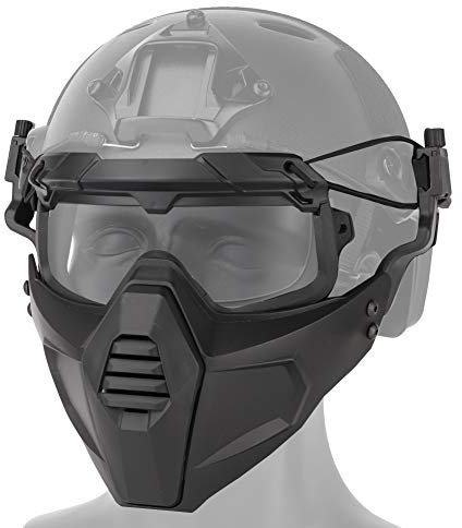 ACEXIER Airsoft Tactique Paintball Demi-Visage Protection Masque Masque Set Lunettes de Chasse pour Casque Rapide Accessoires (Black)