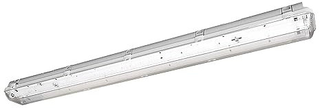 ELG Leuchten LED Feuchtraumleuchte 120cm vorverdrahtet für LED Röhren IP65 mit Polycarbonatabdeckung Grau Kellerleuchte Werkstatt Industrieleuchte Nassraumleuchte