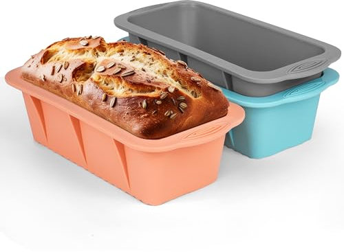 Winter Shore Uppsättning Brödlimpformar av Silikon (3-Pack) - Nonstick, Livsmedelsklassade, Lättlösliga, Ugnssäkra Brödformar för Hembakat Bröd, Köttlimpa, Baka Bananbröd, Sockerkaka - 25 x 12 x 7 cm