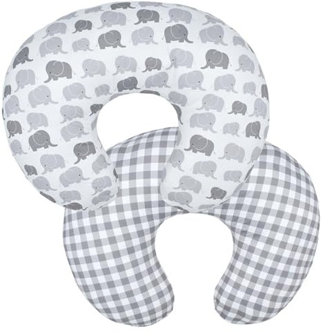 Winmany Baby Nursing Pillow Cover Infant Removable Breastfeeding Pillow Cover Cute Pattern Newborn Nursing Pillowcase Slipcovers Cushion Cover for Girls Boys 22.5 x 18 (Gray Elephant)