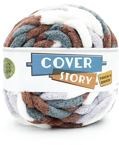 Lion Brand Yarn Cover Story Thick & Quick, Blanket Yarn, Snow Peak, 1 Pack