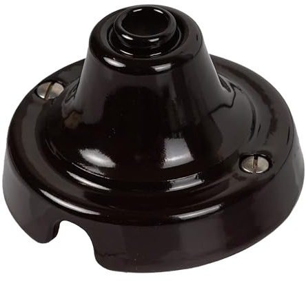 Fanton Rosone liscio in ceramica colore marrone Ø 70 mm in porcellana per lampade a sospensione e cavo tessile 84027BW