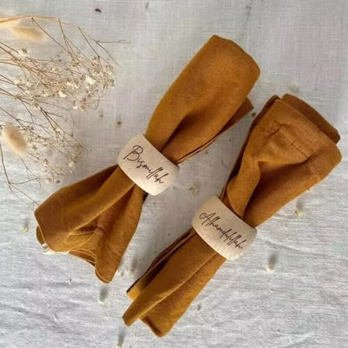 ZXH Serviettenringe aus Holz, personalisierbar, personalisierbar, mit Namen, graviert, Serviettenringhalter, rustikale Hochzeit, Verlobung, Brautparty, Junggesellinnenabschied, Dekoration, Tischgedeck