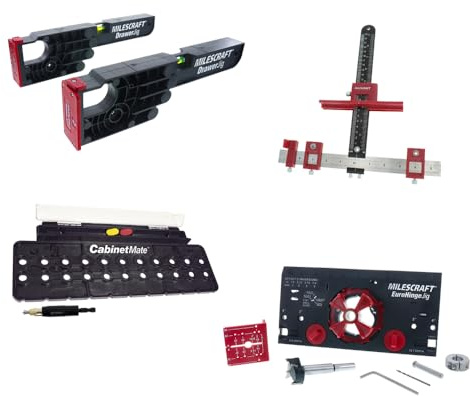 Milescraft 7300 Schrank-Kit – Hardware, Regalstift, europäisches Scharnier und Schublade & Tür Installation Jig Kit – Bonus Bundle