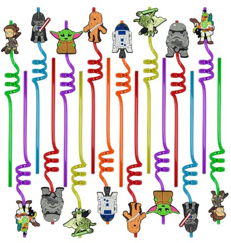 Anime Plastic Straw, Pack of 16 Plastik Pajitas Kinder Strohhalme, Baby Anime Strohhalme Wiederverwendbar, Strohhalmes Kindes for Children's Birthday Party, Christmas