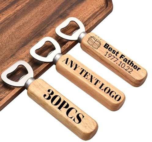 Décapsuleur en Bois Personnalisable - Décapsuleur Personnalisé - pour Maison Cuisine Bar Cadeau Anniversaire, Mariage, EVG, EVJF, Noel, Ouvre Bouteille de Bière - Gravure Laser
