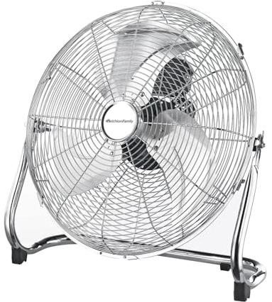Melchioni Family | Ventilatore da Terra Industriale, 3 Pale in Metallo, 3 Velocità, Diametro 40 cm, Griglia di Protezione, 80 W di Potenza