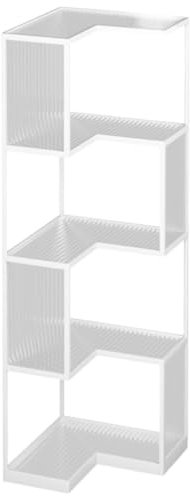 ASHSDI Eckregal Ständer, Stehender Eckständer, 4-stufiges Eckregal Aus Glas, Dekoratives Bücherregal, Eckregal Mit Stauraum Für Das Wohnzimmer Eck-Bücherregal für Wohnzimmer(Color:C)