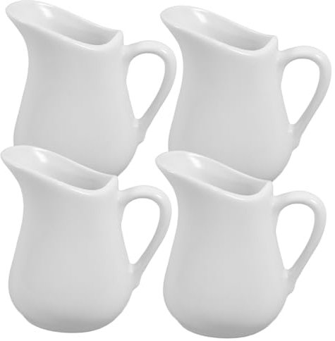 UTHCLO Pichet à Lait En Céramique 80ml Mini Pichet à Crème Bec Verseur Ensemble De 4 Pièces Pour Sauces Et Pratique Et Élégant Cuisine Restaurant