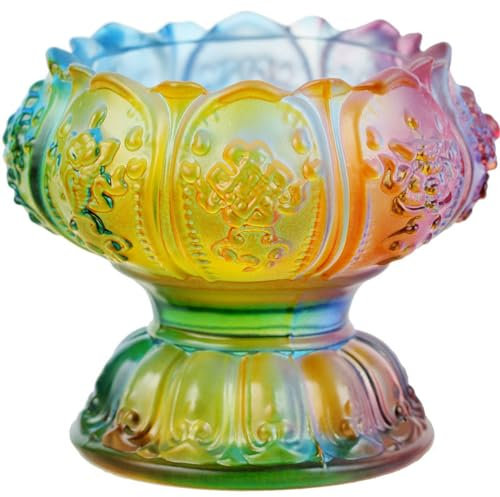 MEUOADA Taza de Agua bendita Budista Que Ofrece tazón de Agua y lámpara de luz, Base de portavelas