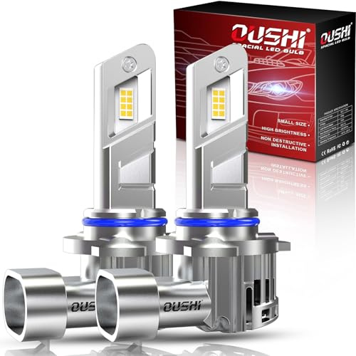 OUSHI Lampadine HB4 LED, 600% 6500K Bianco Xenon 1:1 Mini Lampadine HB4 LED con Ventola 100W 30000LM Lampadina 9006 di Ricambio Alogena Plug and Play (2 Pezzi)