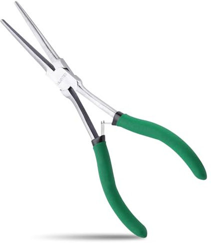 INJOYTEC 7 Inch Long Reach Needle Nose Pliers Extra Long Needle Nose Plierss with Serrated Jaw Precision Needle Nose Pliers for Narrow Spaces Jewelry Making Bending Wire and Small Object Gripping