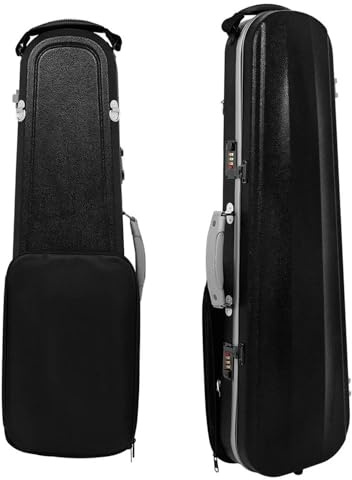 Geigenkasten 4/4-Geigenkoffer Kohlefaser-Geigenkoffer-Rucksack Mit Hygrometer Und Notentaschen-Zahlenschloss(Black)