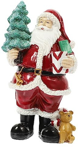 HOMOCONO Adorable Santa Claus Statue Christmas Santa Figurine Resin Craft Large Father Christmas Figure for Xmas Party