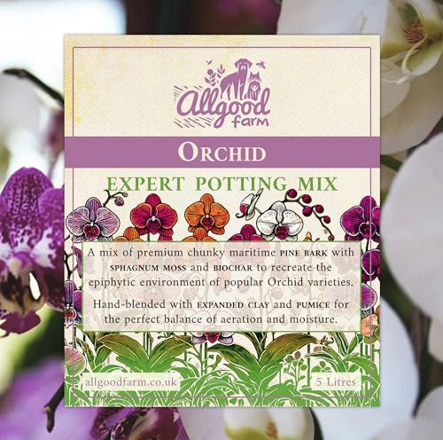 Allgood Farm Orchid Expert Potting Mix - Bark and Pumice Soil Blend with Sphagnum Moss for Orchids & Epiphytic Plants (3 Litres)