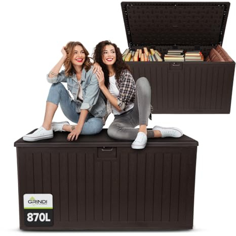 Gartenbox 870 L Auflagenbox Treeline Kissenbox Gartenmöbel Balkonmöbel | Auflagenbox wasserdicht - Kissenbox Outdoor wasserdicht - Aufbewahrungsbox mit Deckel Garten - Geräteschuppen Garten Zubehör