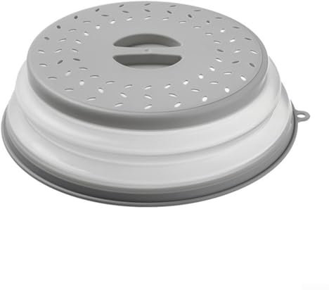 Floweringbeter Cloche alimentaire pliable en silicone pour micro-ondes - Couvercle résistant à la chaleur avec sortie d'air pour réfrigérateur de cuisine - 31 x 31 x 9 cm (gris)