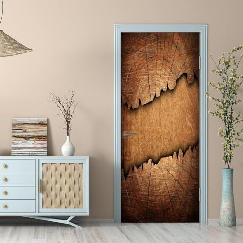 Türtapete Selbstklebend Vintage Holzbrett Türfolie Türposter 3D Fototapete Holz Türaufkleber Abnehmbar Tür Aufkleber Wandtattoo für Kinderzimmer Badezimmer 90x200 cm M-O405