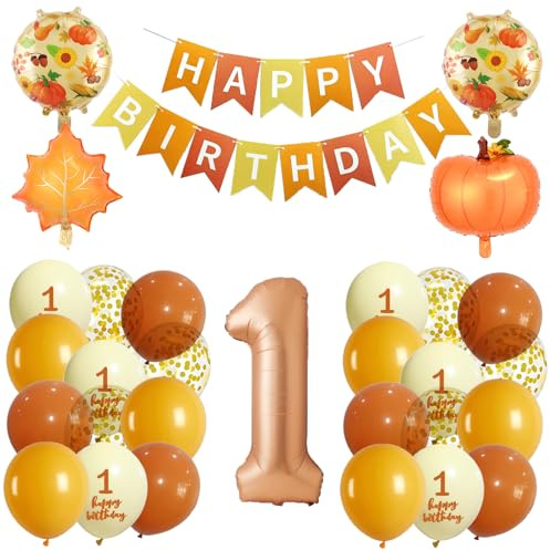 Ballon pour le 1er anniversaire, orange, automne, premier anniversaire pour enfants, décoration d'anniversaire, 1er année, fille, garçon, Joyeux Anniversaire, 1 an
