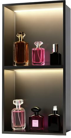 TrendyTrades LED Shower Niche, No Tile Needed Niche, 24 X 12, Matte Black