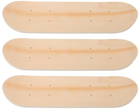 SOPOTUTU Lackierbares Skateboard Deck 3 Stück 7-lagig Holz für Kinder | Glatte Beige Fläche, Doppelte Tail Ausführung, für Malen im Garten und Parks