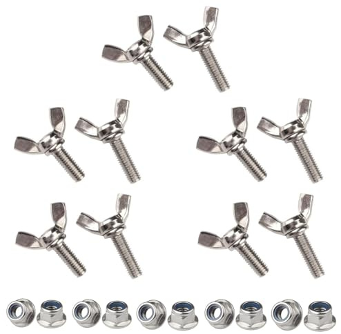 Lukery 10-Sätze Flügelschrauben M3 und Flansch-Sicherungsmuttern aus Edelstahl A2/ V2A Flügelklemmknöpfe Flügelknöpfe (M3x40mm)