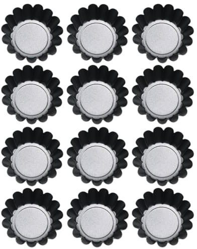 Genérico Moldes de Hierro para Tartaletas de Huevo 12 Piezas, Mini Moldes Antiadherentes para Cupcakes y Pasteles, Resistente al Calor, Utensilios para Hornear en Casa y Repostería