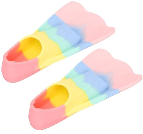 DIYEAH Silicone Swim Training Fins for Boys, Lightweight Short Swimming Flippers, Size Xxs 27-29, Soft Macaron Color, Suitable for Swimming and Snorkeling Practice