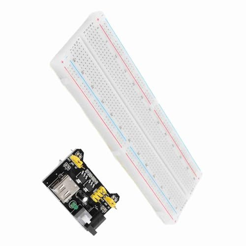 Hyuduo 830 Tie Points Breadboard, PCB Breadboard Jumper Wire Kit with 3.3V 5V Power Supply Module, 830 Points for Circuit Projects, Programming, Electronics Learners