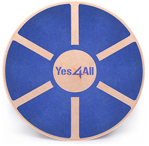 Yes4All Balance Board aus Holz; Brett mit hochwertiger rutschfester Oberfläche; Balance Trainer & Wackelbrett für das Ganzkörpertraining, Blau, 15,75