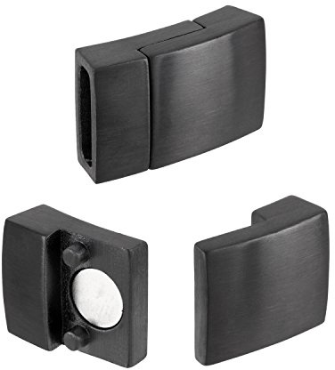 AURORIS - Magnetverschluss aus Edelstahl MATT-SCHWARZ - Loch 10x2,5mm, 5 Stück