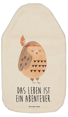 Mr. & Mrs. Panda Wärmflasche Eule Federschmuck - Geschenk, Reisespruch, Körnerkissen, Eule Deko, Wärmekissen, Abenteuer, Kinderwärmflasche,