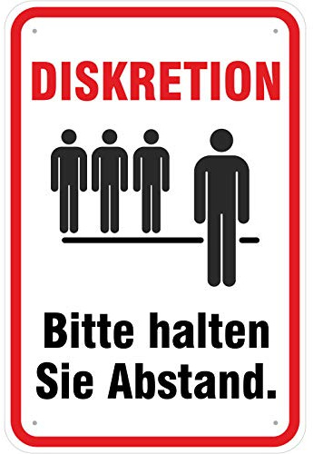 Aufkleber 20x30 cm Schild Hinweisschild Diskretion Abstand halten