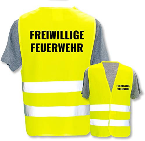 Bedruckte Marken-Warnwesten mit Leuchtstreifen * Standard- o. Reflex-Druck * Einsatzkräfte, Warnweste Begriffe Einsatzkräfte:Freiwillige Feuerwehr, Farbe + Größe:Gelb (3XL/4XL)