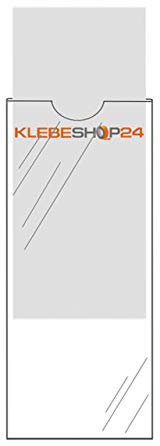 Klebeshop24 ORDNERRÜCKEN TASCHEN SELBSTKLEBEND | Transparent | 20 oder 100 Stück | Größe wählbar | Rückenschildtaschen | Selbstklebende Taschen für Ordneretiketten / 50 x 130 mm, 20 Stück