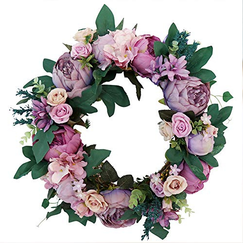 Treer Ostern Dekoration Osterkranz, Osterdeko Künstliche Blume Muttertagskranz Brautkranz Gartendeko Geschenk zu Oster Ornamente Handwerk Geschenke (Vintage Lila,40cm)