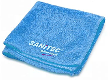 Sanitec Panni in Microfibra, Colore Blu, Multiuso, Ideale per Superfici a Bassa Carica Batterica e per Pulizia Generale e Spolvero, Confezione da 5, 38cm x 38cm