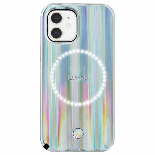 LuMee Halo - Holographic - Light Up Selfie Case for iPhone 12 and iPhone 12 Pro (5G) - Front & Rear Illumination - 6.1 inch - Holographic
