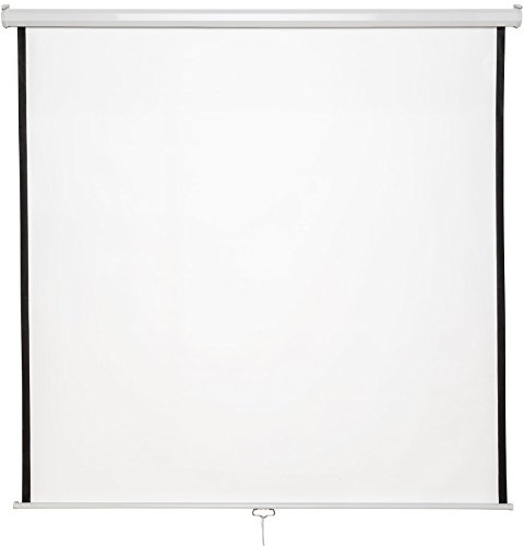 tectake® Projektorduk, 152 x 152 cm (84), för alla format | vägg- och takmontering, LCD-optimerad, dubbelskiktsvävduk, skrynkelfri, utdragbar, gain-faktor 1,0, bioduk, filmduk, vit