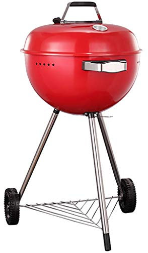 ZYCSKTL BBQ Grill,Home Garden American Big Apple Barbecue Grill, Outdoor Travel Car Portable Charcoal Grill, Thermometer Temperature Control, 2 Cooking Methods (Color : Red, Size : 90 * 46cm)