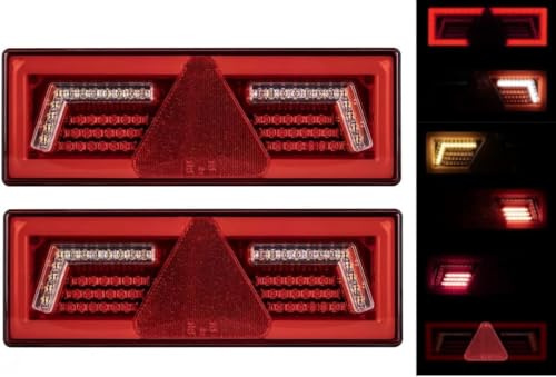MelTruck LED Rückleuchten Set 12V 24V mit Neon-Effekt 96/106 LED – 2x Rücklicht für LKW Schlepper Traktor Bagger – E9, Kombileuchte mit Rückfahrlicht & Nebelschluss (96 LED - Neon-Effekt-Licht)