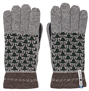ÖJBRO VANTFABRIK 1 Paar Handschuhe Touch Screen Handy Wollhandschuhe Strick M (7-9) grau braun warm 100% Merinowolle 4 Lagen Schweden