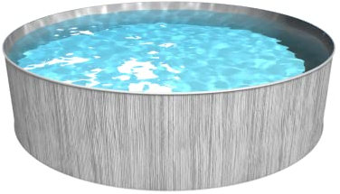 Steinbach Piscina a parete in acciaio New Splasher Secure – 011002G – Ø 350 x 90 m – Piscina rotonda effetto legno grigio scuro e pellicola interna grigia per fino a 7.800 l di acqua – con sistema di