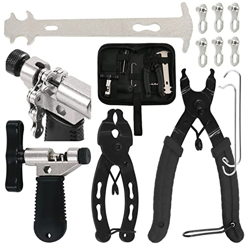Wokape 11Pcs Bike Chain Repair Tool Kit, Include Chain Pliers & Portable Link Pliers & Chain Wear Indicator Tool & Chain Breaker & 3 Pairs Chain Missing Links for 6/7/8/9/10 Speed Chain