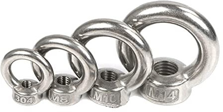 Ringmuttern, 1/10 Stück Ringösenschrauben Ringhakenmutterschrauben M3 M4 M5 M6 M8 M10 M12 M14 M16 M20 M24 304 Edelstahl Silber (Color : M20(1PCS))