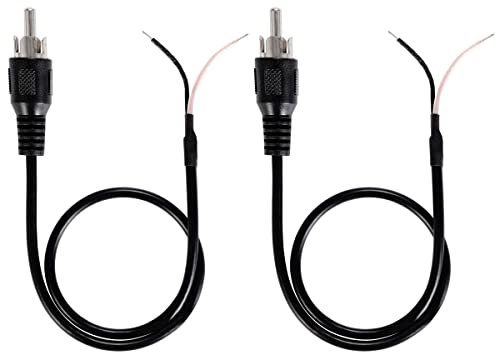 Greluma 2 piezas Cable de altavoz de 30cm, conector RCA macho, conector Jack a cable desnudo, Cable flexible de Audio/vídeo RCA de extremo abierto para altavoces amplificadores y receptores